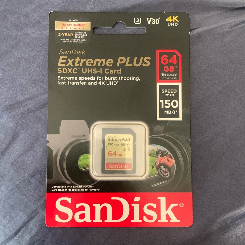 SanDisk 64GB Extreme Plus SDXC UHS-I Memory Card for Camera
